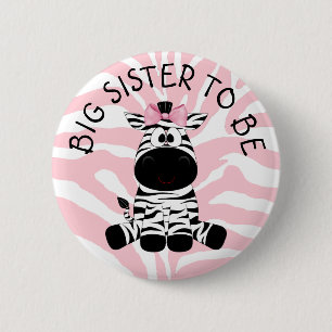 Big Sister  to be Zebra Baby Shower button