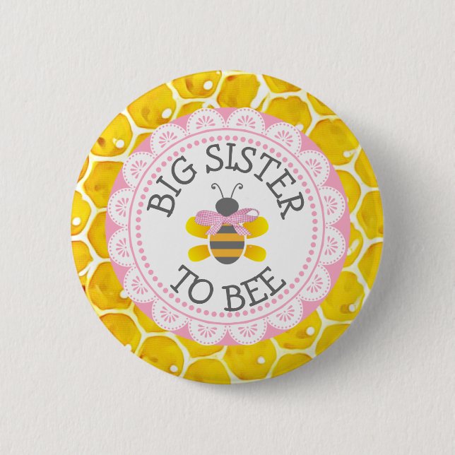 Big Sister to Bee Baby Shower Button (Front)