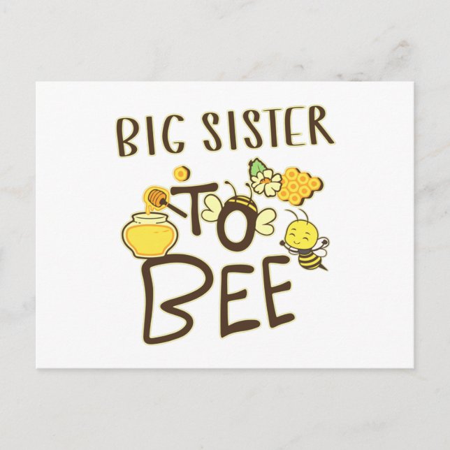 Big Sister To Bee Pregnancy Announcement Pregnant Postcard (Front)