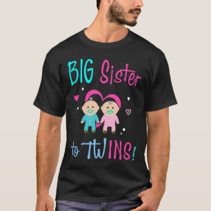 Big Sister To Twins Girl Boy T-Shirt