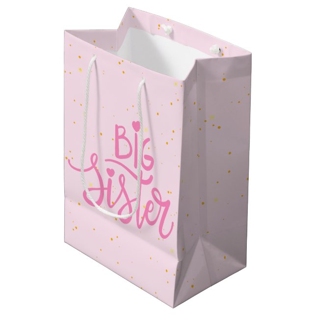 Big Sister Typography Modren Text  Medium Gift Bag (Front Angled)