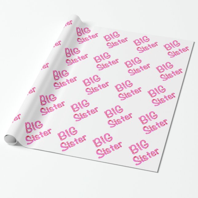 Big Sister Typography Wrapping Paper (Unrolled)