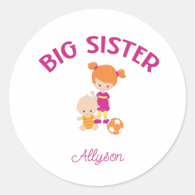 Big Sister with Baby Brother Personalized  Classic Round Sticker (Front)