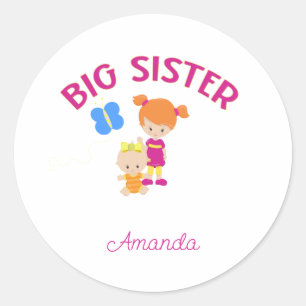 Big Sister with Baby Sister Personalized Classic Round Sticker