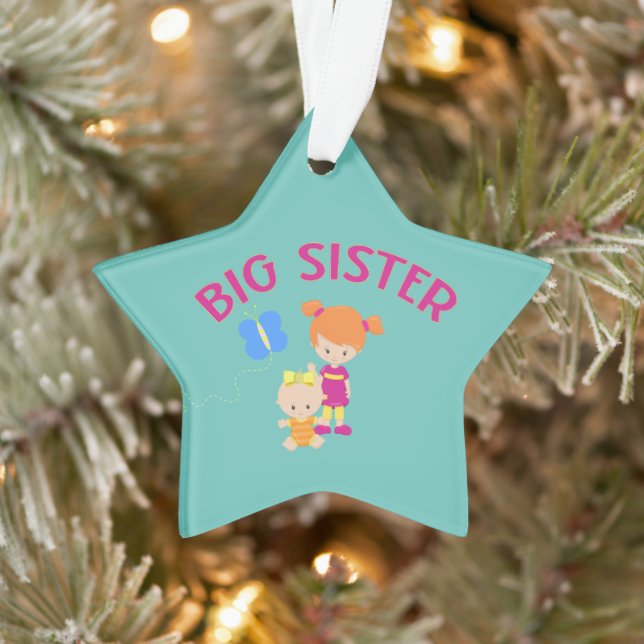 Big Sister with Baby Sister Personalized Star Ornament (Tree)
