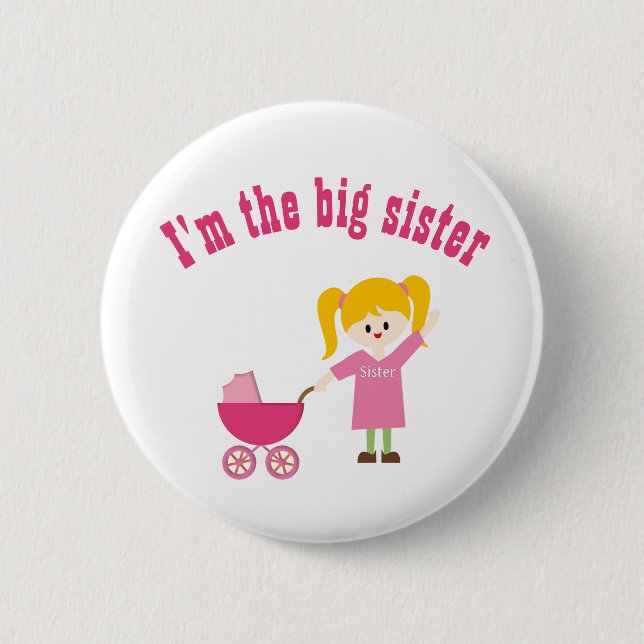 Big Sister With Cute Cartoon Art 2 Inch Round Button (Front)