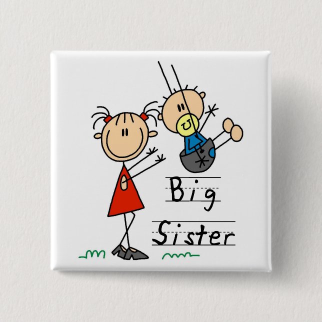 Big Sister with Little Brother Tshirts and Gifts 2 Inch Square Button (Front)