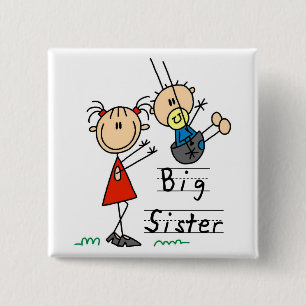 Big Sister with Little Brother Tshirts and Gifts 2 Inch Square Button