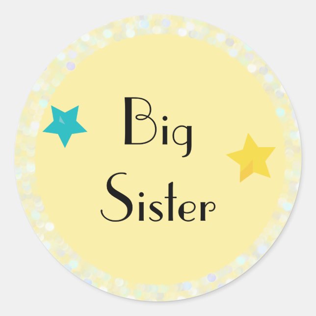 Big Sister with Stars Classic Round Sticker (Front)