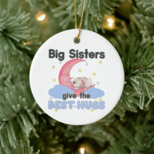 Big Sisters Give the Best Hugs - Moon Bunny Ceramic Ornament
