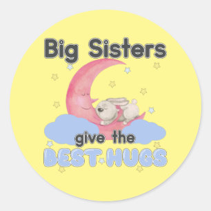 Big Sisters Give the Best Hugs - Moon Bunny Classic Round Sticker