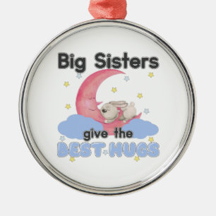 Big Sisters Give the Best Hugs - Moon Bunny Metal Ornament