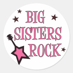 Big Sisters Rock Classic Round Sticker