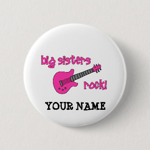 Big Sisters Rock! with Pink Guitar 2 Inch Round Button