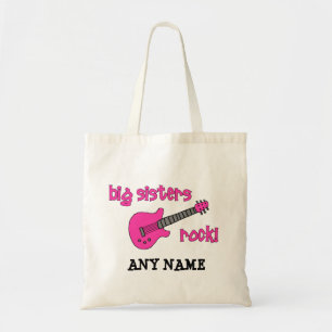 Big Sisters Rock! with Pink Guitar Tote Bag