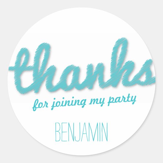 Big Sketch Boy Thank You Birthday Party Stickers