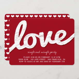 Big Sketched Love Valentine's Day Party Invite