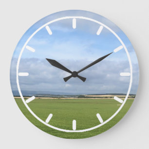 Big Sky and Green Fields Large Clock