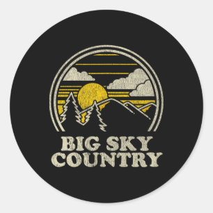 Big Sky Country Montana T Shirt Vintage Hiking Mou Classic Round Sticker