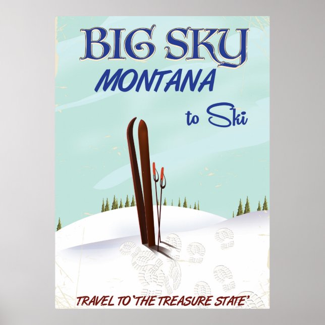 Big Sky, Montana affiche de voyage de ski (Devant)