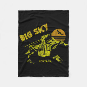 Big Sky Montana Distressed Retro Skiing Tee  Fleece Blanket
