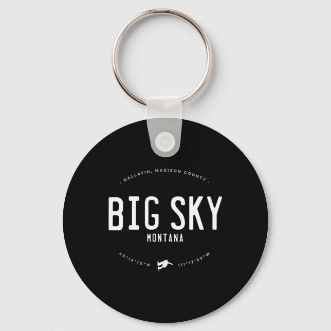 Big Sky Montana Graphic Distressed Vintage Snowboa Keychain (Front)