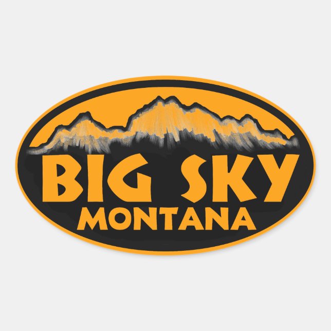 Big Sky Montana orange oval stickers (Front)