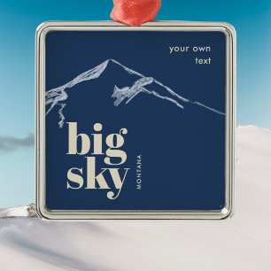 Big Sky Montana scribbled mountain medal Metal Ornament
