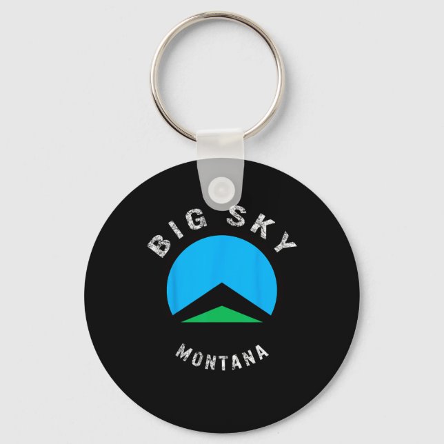 Big Sky Montana Ski Skiing Snowboarding Skier Snow Keychain (Front)
