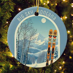 Big Sky Montana ski souvenir Rocky Mountains  Ceramic Ornament