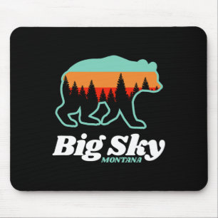 Big Sky Montana Skiing Snowboarding Bear Mouse Pad