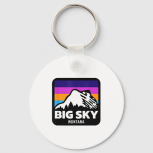 Big sky montana skiing snowboarding family ski keychain