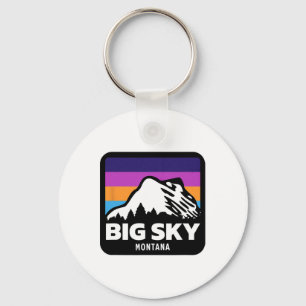 Big Sky Montana Skiing Snowboarding Family Ski Keychain