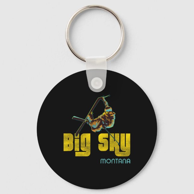 Big Sky Montana Vintage Skiing  Keychain (Front)