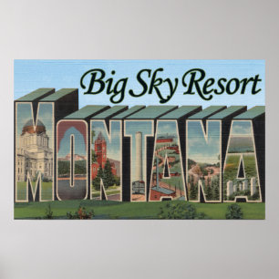 Big Sky Resort, Montana - Large Letter Scenes Poster