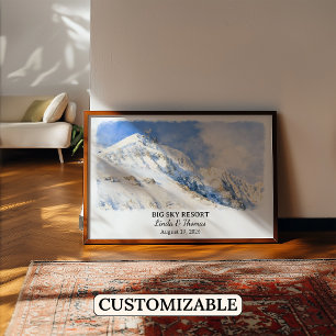 Big Sky Resort Montana Poster, Watercolor, Custom Poster