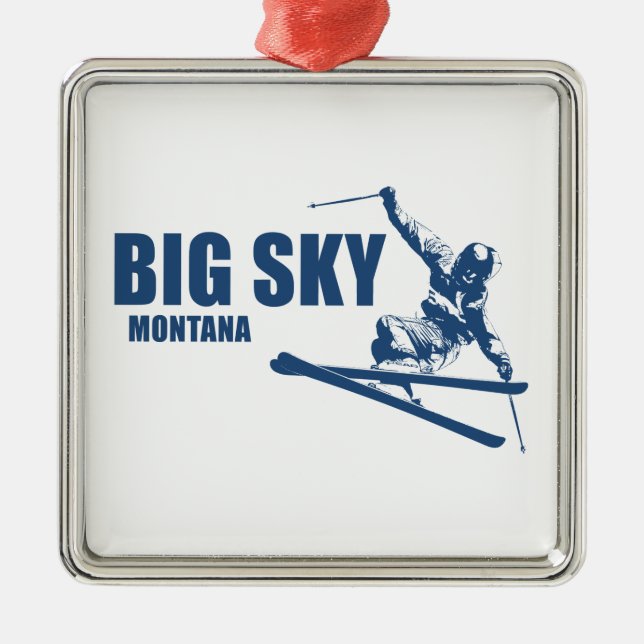 Big Sky Resort Montana Skier Metal Ornament (Front)