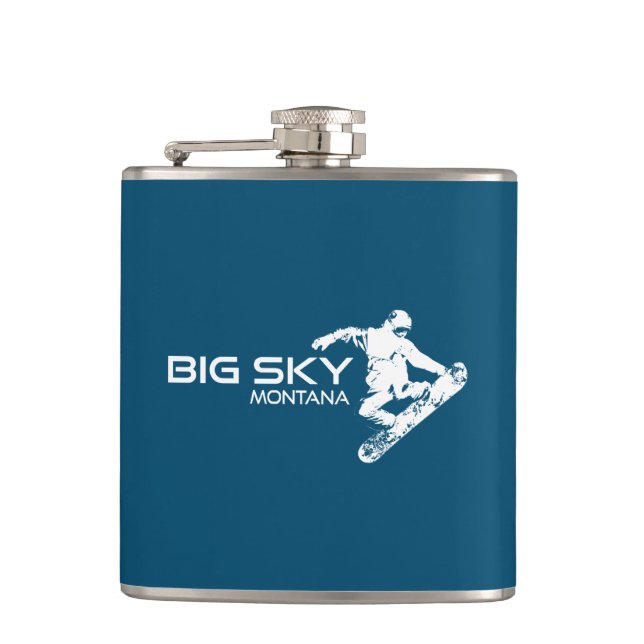 Big Sky Resort Montana Snowboarder Hip Flask (Front)