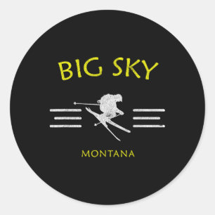 Big Sky Skiing Montana Ski Tee  Classic Round Sticker