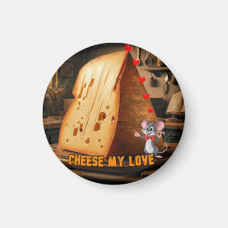 Big slice of Cheese on a round Magnet