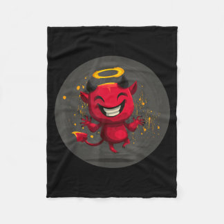 Big Smiling Devil Costume for Angel Halo Lovers Fleece Blanket