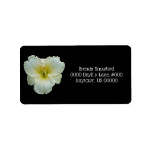 'Big Snowbird' White w/ Yellow Daylily on Black Label
