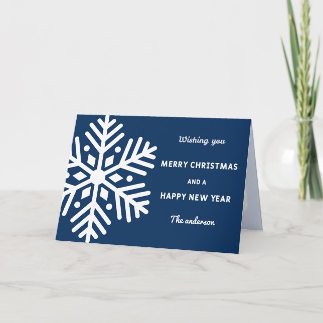 Big Snowflake Christmas and New Year Holiday Card (Front)