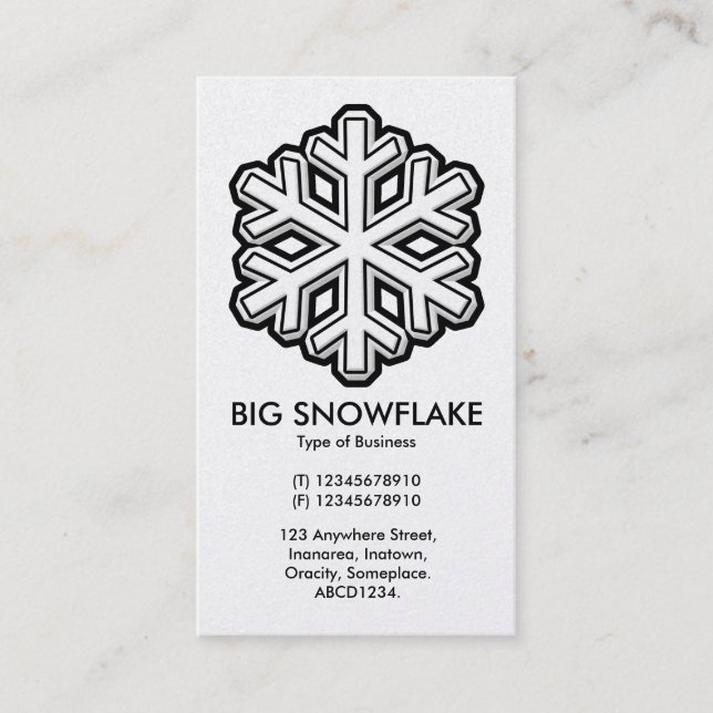 Big Snowflake - White (Platinum Card) Business Card (Front)