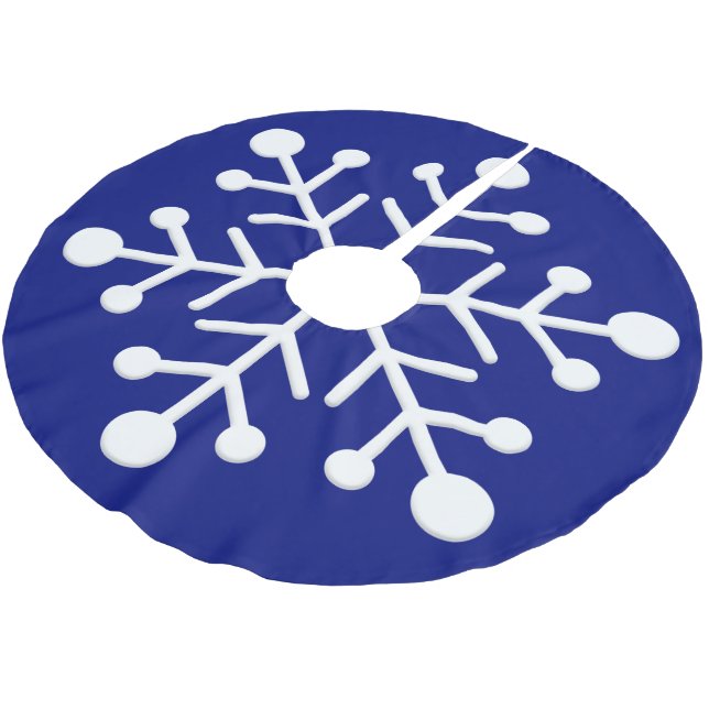 Big Snowflakes on blue background Christmas Brushed Polyester Tree Skirt (Angled)