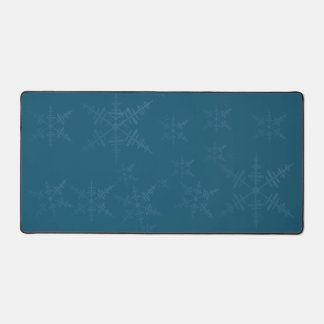 Big Snowflakes on Dark Blue Desk Mat