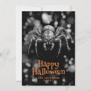 Big Spider Cobweb Happy Halloween Card