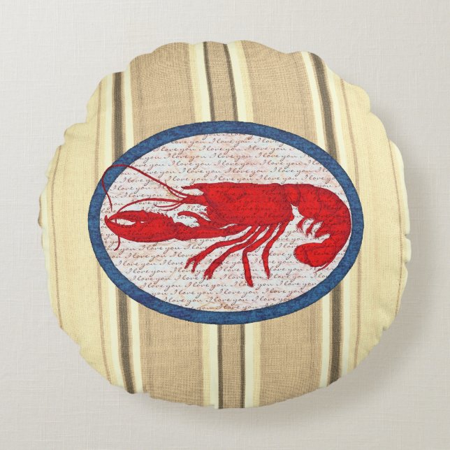 Big Spiny Rock Lobster Round Pillow (Front)