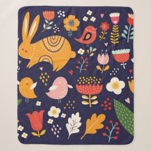 Big spring Easter collection of flowers, leaves, b Sherpa Blanket