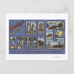 Big Spring, Texas - Large Letter Scenes Postcard